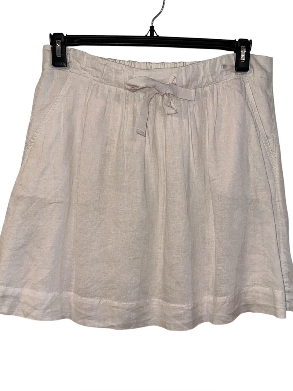 J Crew Womens Size 10 White Linen Short Skirt Drawstring Waist Lined Beachy Fun